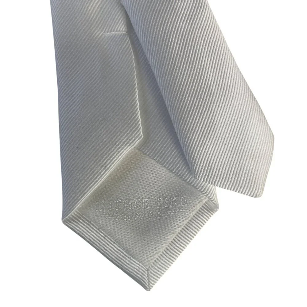 Luther Pike Zipper Pre Tied Satin Look Tie Boys White New Wedding
